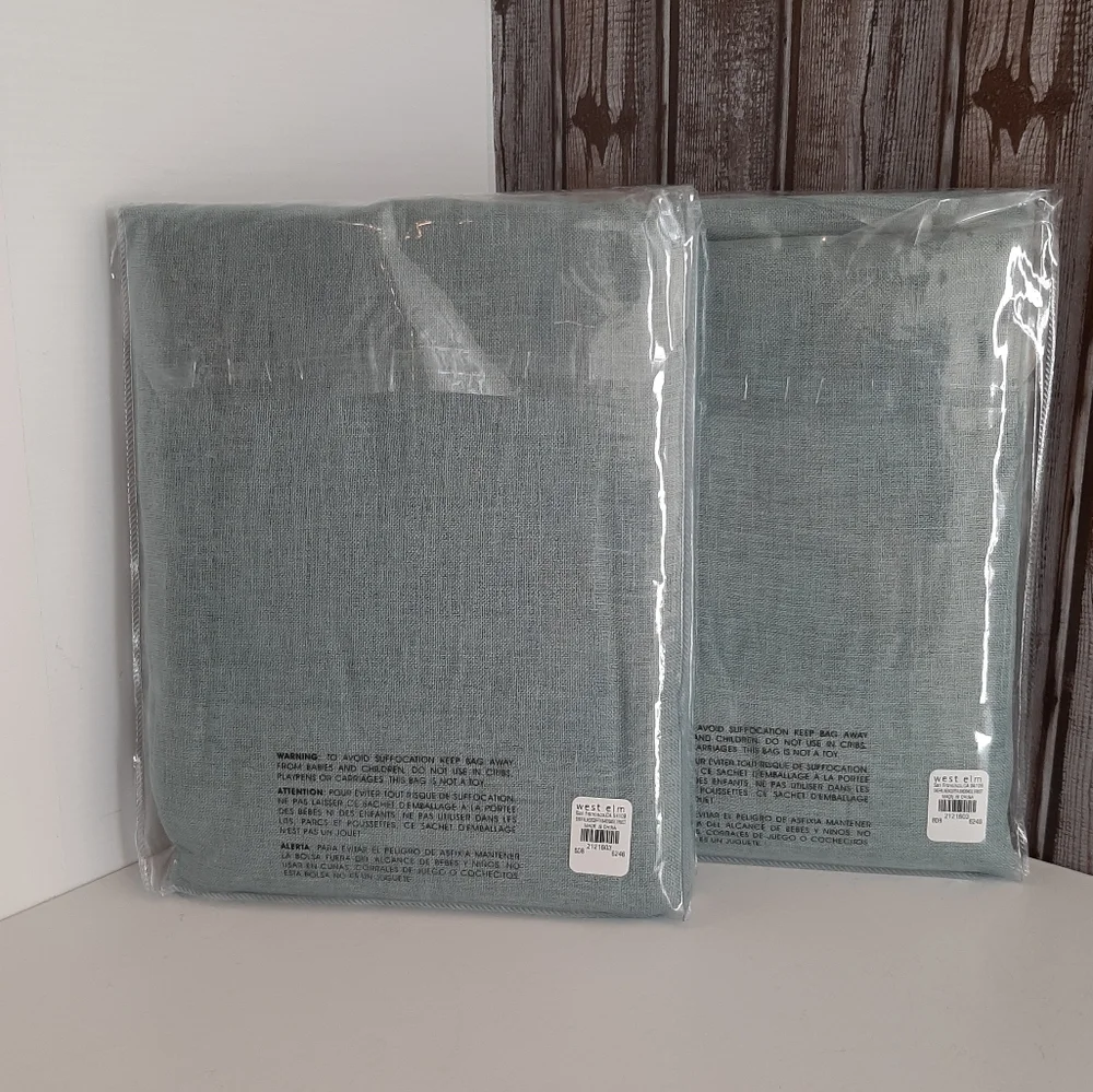 *West Elm Sheer European Flax Linen Pole Pocket Panels 84